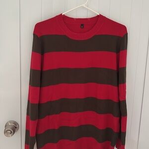 Red and Black Striped Long Sleeve Shirt
